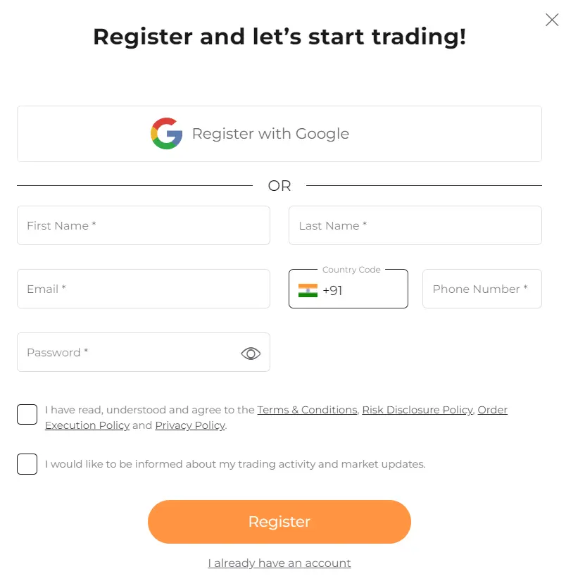 Capitalix account Registration